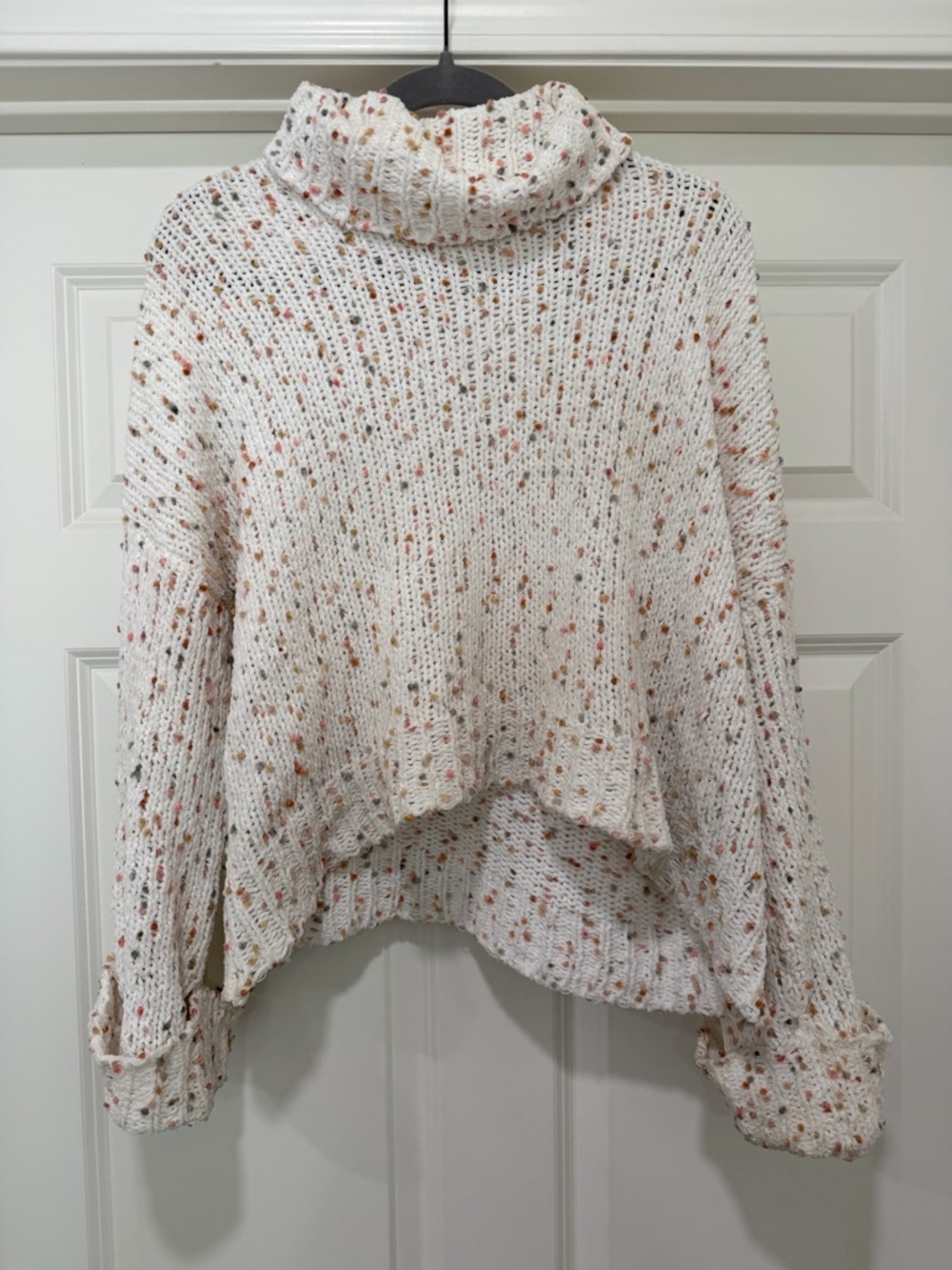 POL Cream Confetti Speckled Turtleneck Sweater